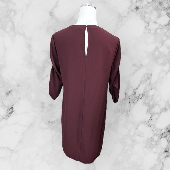 All Saints Evie Dress Women's Medium Simple Shift Mini in Burgundy Maroon with S - Picture 4 of 12